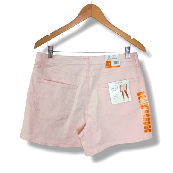 NWT JESSICA SIMPSON SIDE SLIT DENIM SHORTS IN LIGHT PINK SIZE 12 - Picture 3 of 7